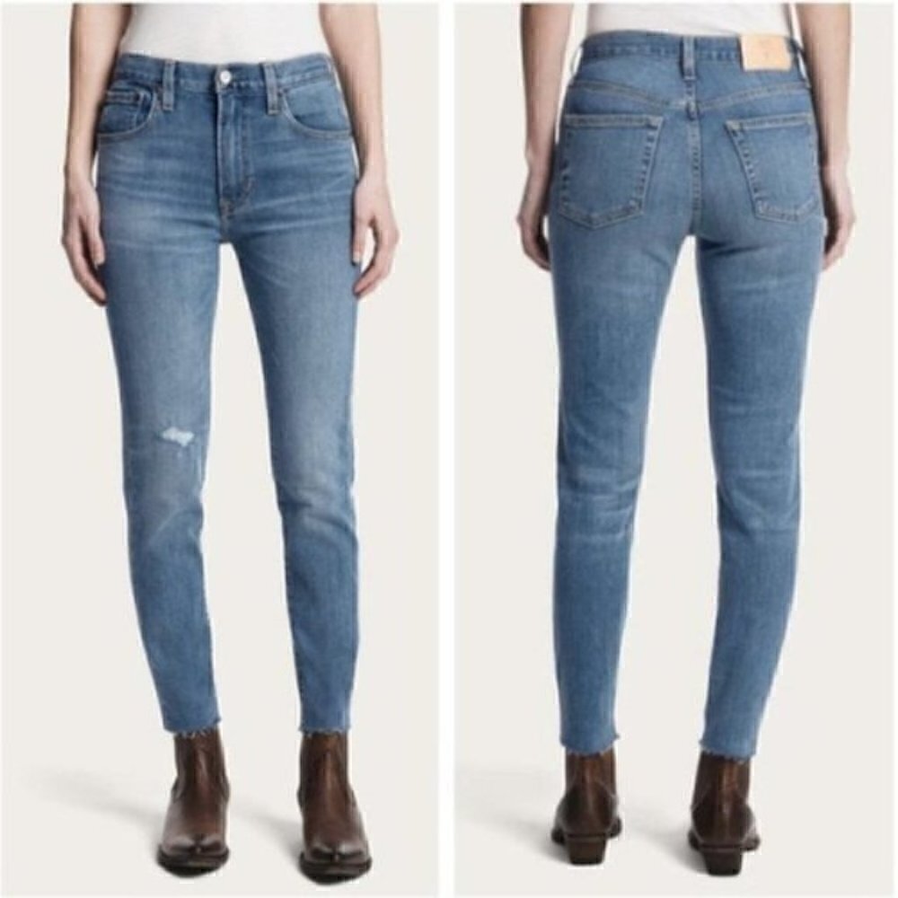 NWT FRYE Sienna Medium Blue Wash Ripped Distressed Skinny Jeans Size 25